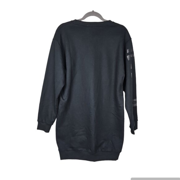 Wolford Logo Sweat Dress Black/Steel Oversized With Logo-Print Day Dress Size S - Picture 10 of 14